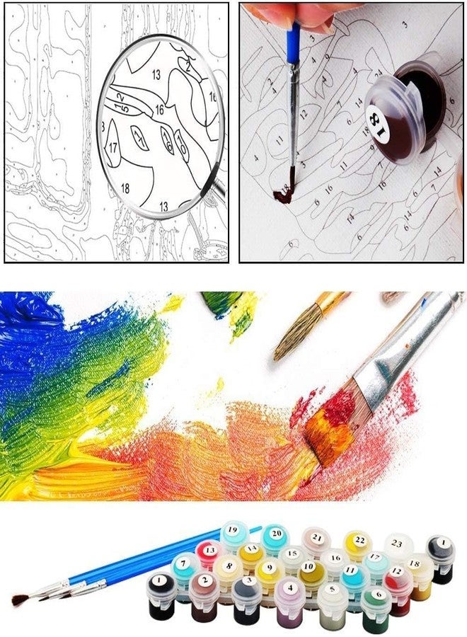 TREXEE مجموعة الرسم بالأرقام من TREXEE، مجموعة رسم زيتي على قماش، مناسبة للأطفال والكبار والمبتدئين، مع فرش طلاء. مجموعة الرسم بالأرقام للكبار، ألوان أكريليك، لوحة فنية مقاس 16×20 بوصة بدون إطار، منظر بحري. - Image 2